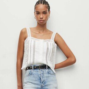 Samara Lace Panelled Frill Trim Top